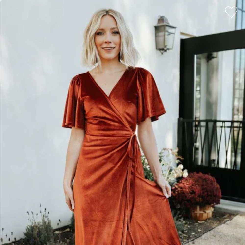 Baltic Born Meghan Velvet Wrap Maxi Dress in Rust